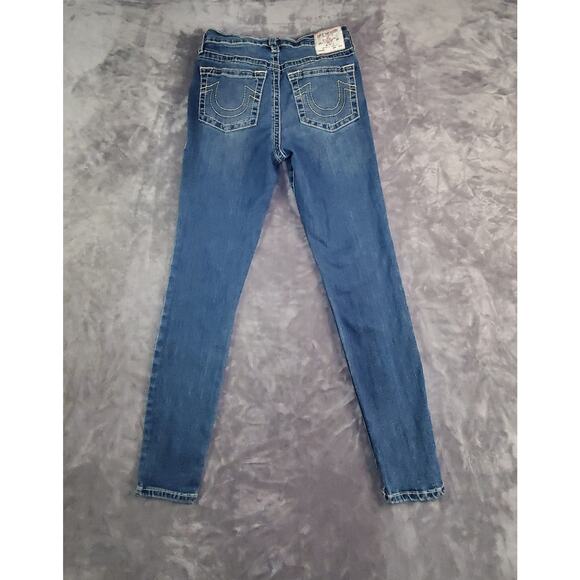 True Religion Sz 30 Blue Halle High Rise Super Skinny Jeans Denim City C28-33 - Picture 9 of 11